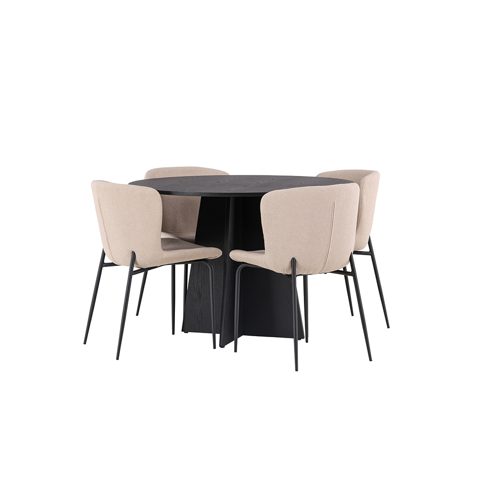 Spisegruppe Venture Home Bootcut Ø110 cm med 4 Modesto Stoler