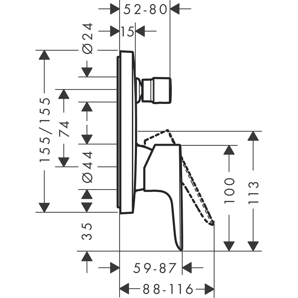 Badekarbatteri Hansgrohe Talis E for Innbygning