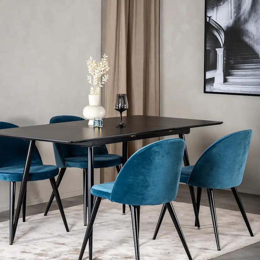Spisegruppe Venture Home Silvia med Innleggsplate og 4 Valentina Stoler