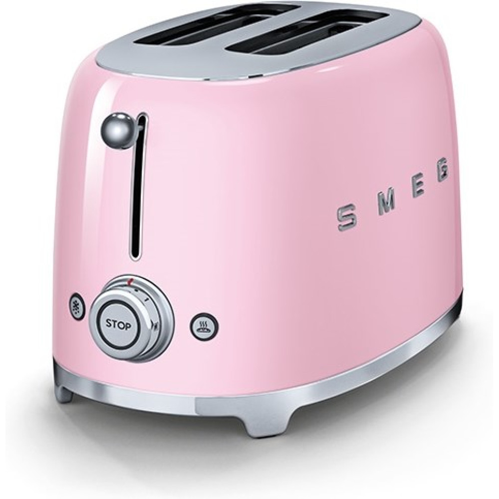 Brødrister Smeg Retro TSF01PKEU Rosa med Ekstra Brede Spor