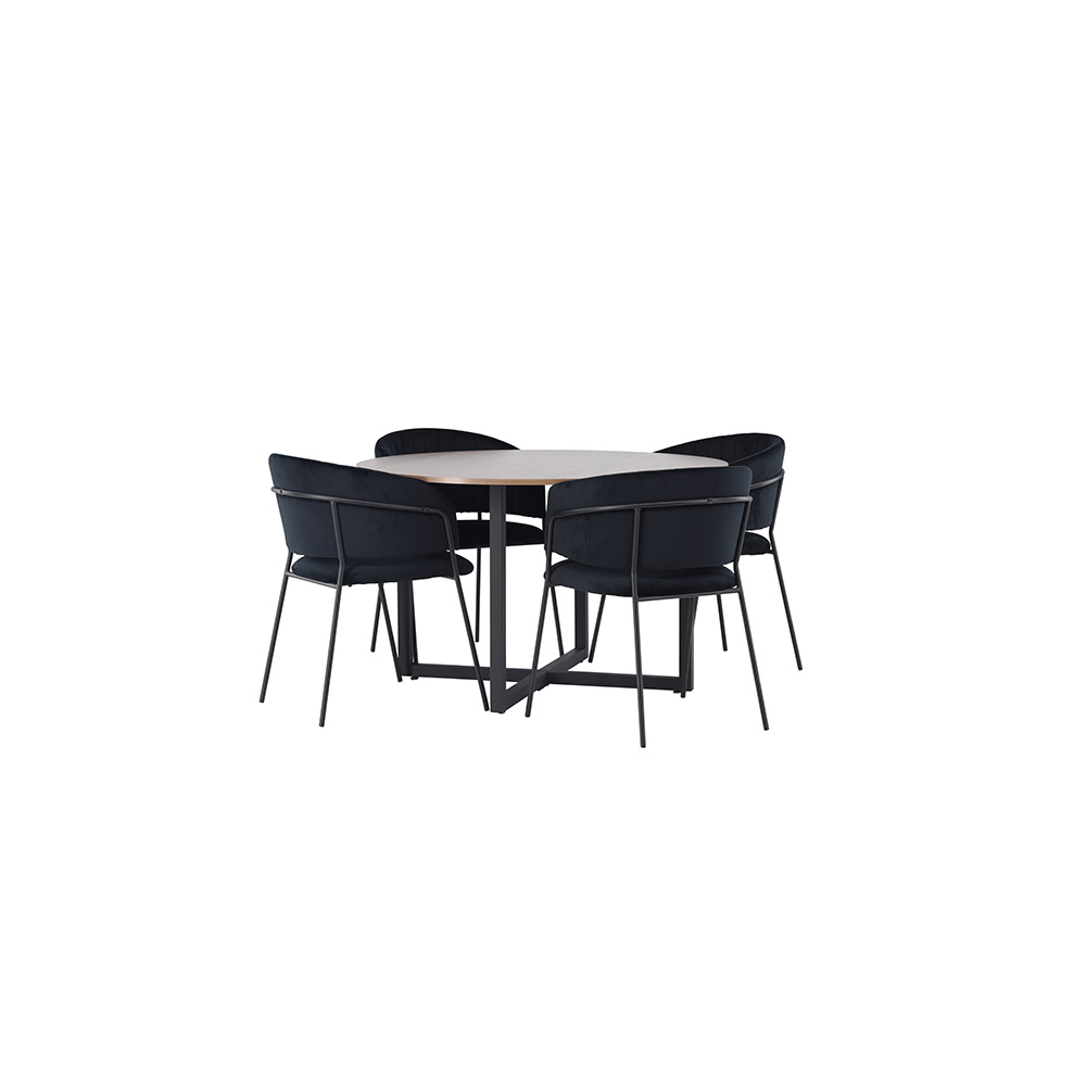Spisegruppe Venture Home Durango Ø120 cm med 4 stk Selma Stoler