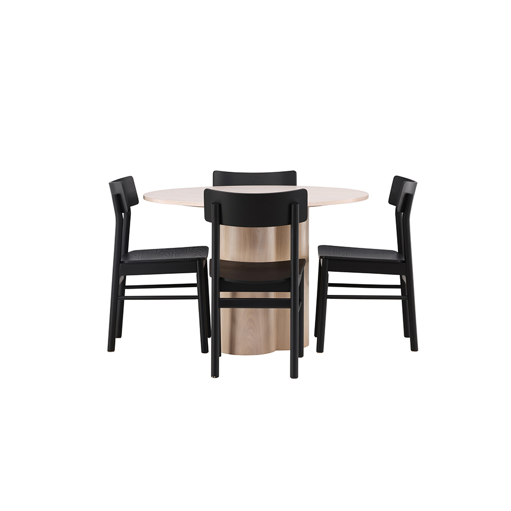 Spisegruppe Venture Home Olivia Ø 110 cm med 4 Montros Stoler