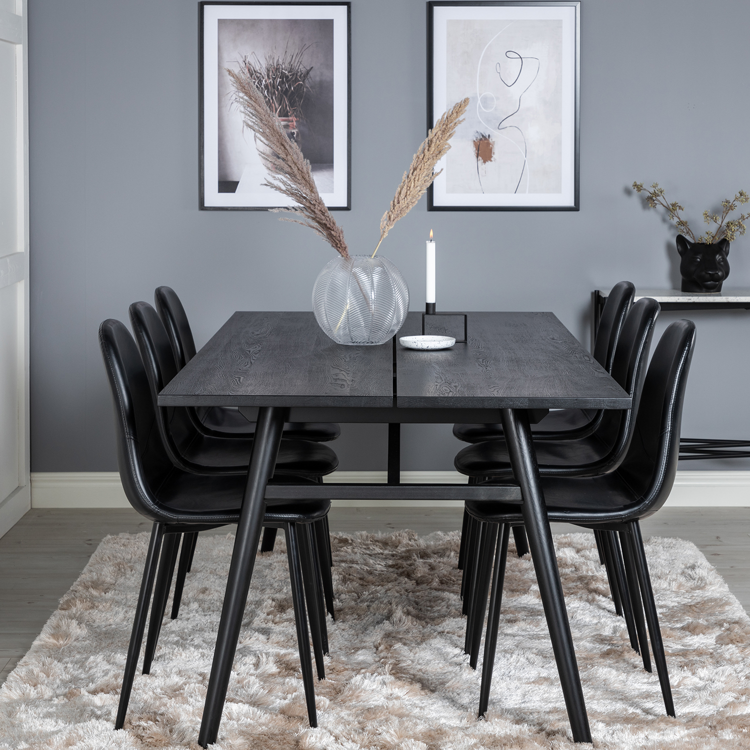 Spisegruppe Venture Home Salt med 6 Pobbie Stoler Lær