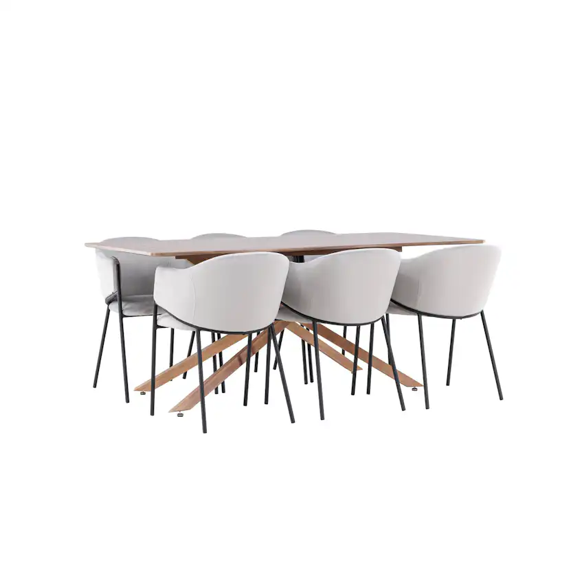 Piazza Dining Table with Evelina Dining Chair Mocka/Grå