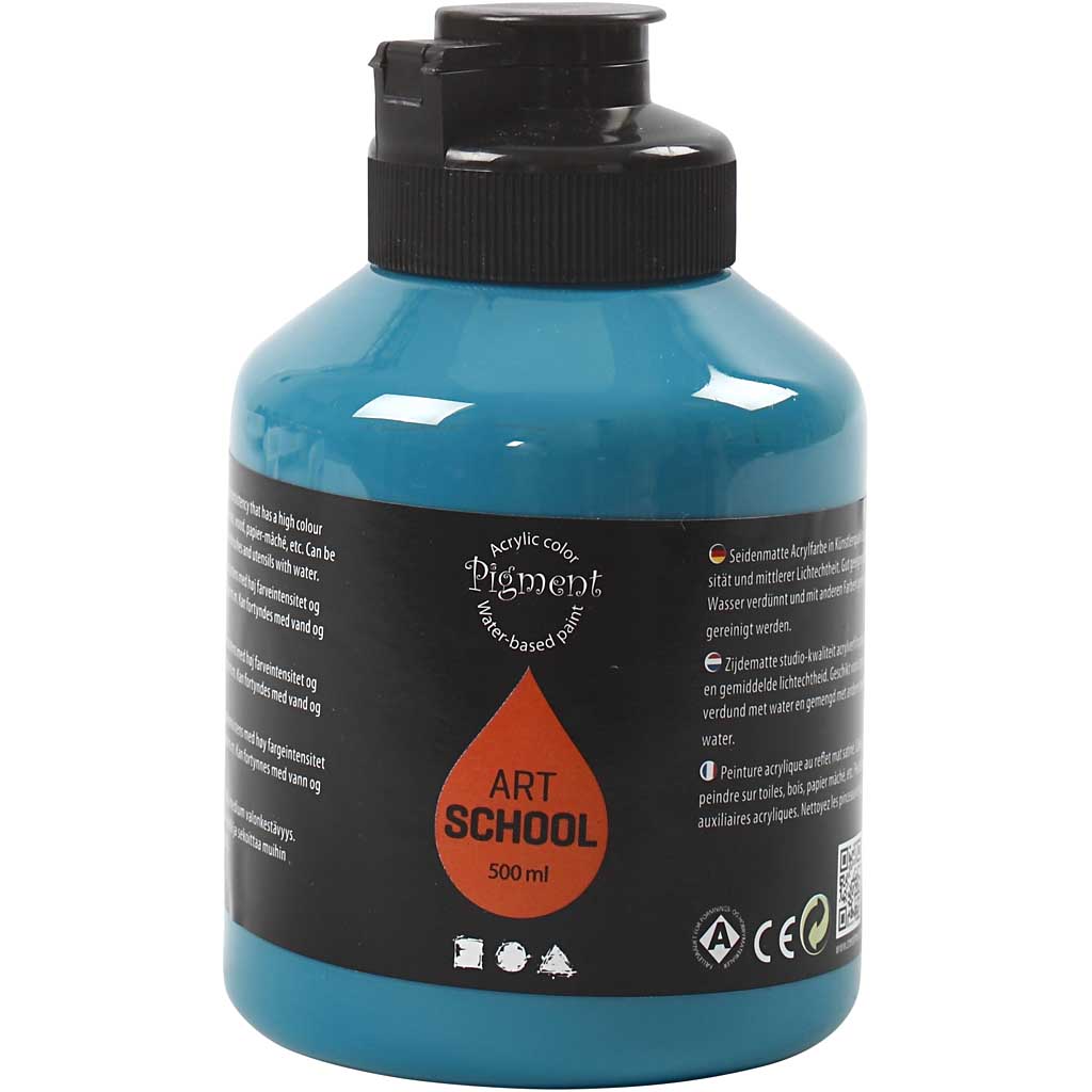 Pigment Art School, turkos, täckande, 500 ml/ 1 flaska Turquoise, Dekkende