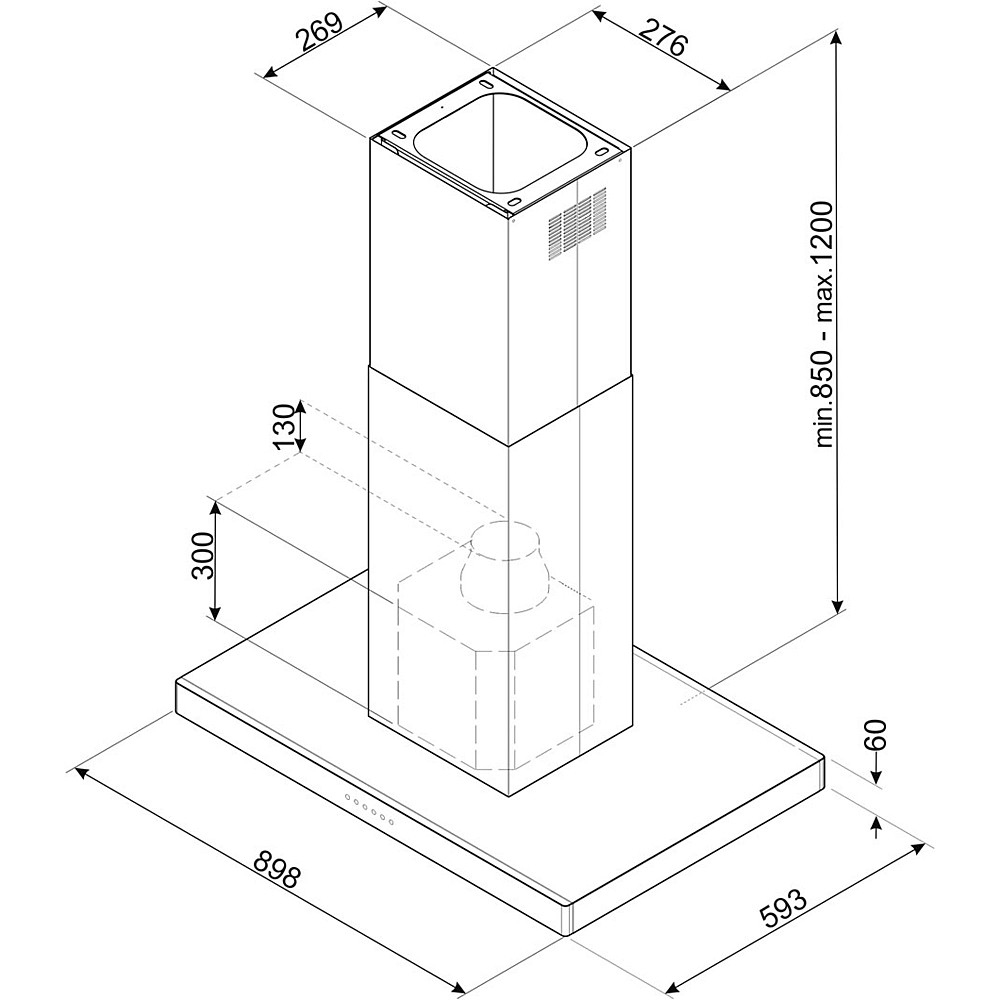 Fritthengende Kjøkkenvifte Smeg KBTI9L4VN Rustfri med LED-Belysning