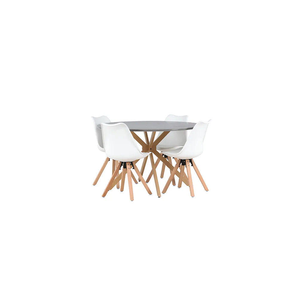 Spisegruppe Venture Home Piazza Ø120 cm med 4 stk Zeno Stoler