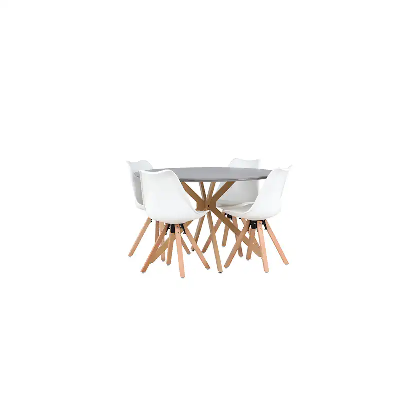 Spisegruppe Venture Home Piazza Ø120 cm med 4 stk Zeno Stoler