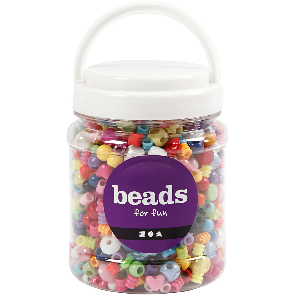 Plastperler Creativ Company Str 6-20 mm Hullstr 1,5-6 mm 700 ml/1 Boks