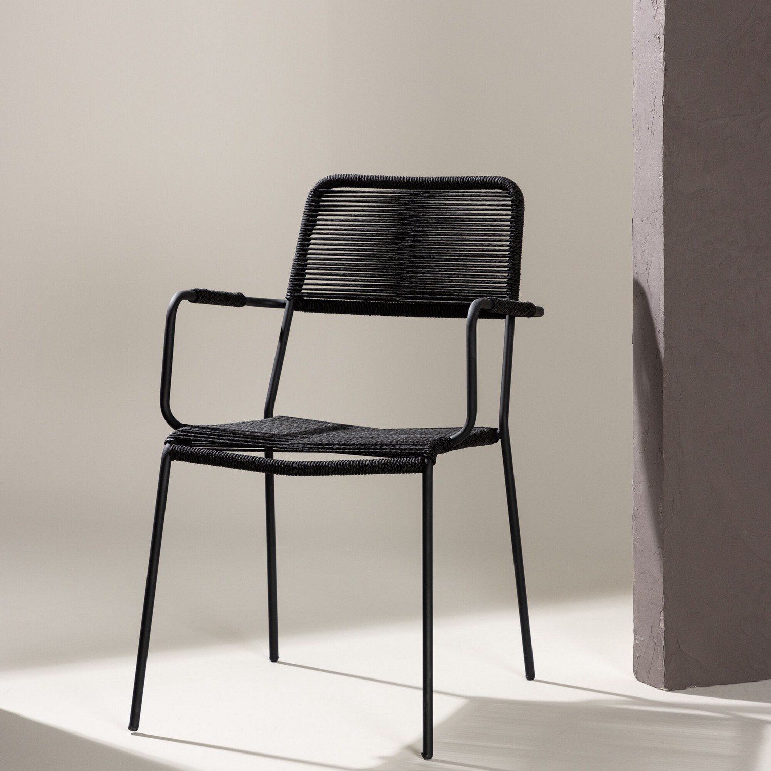 Lindos Armchair - Black Alu / Black Rope Sort