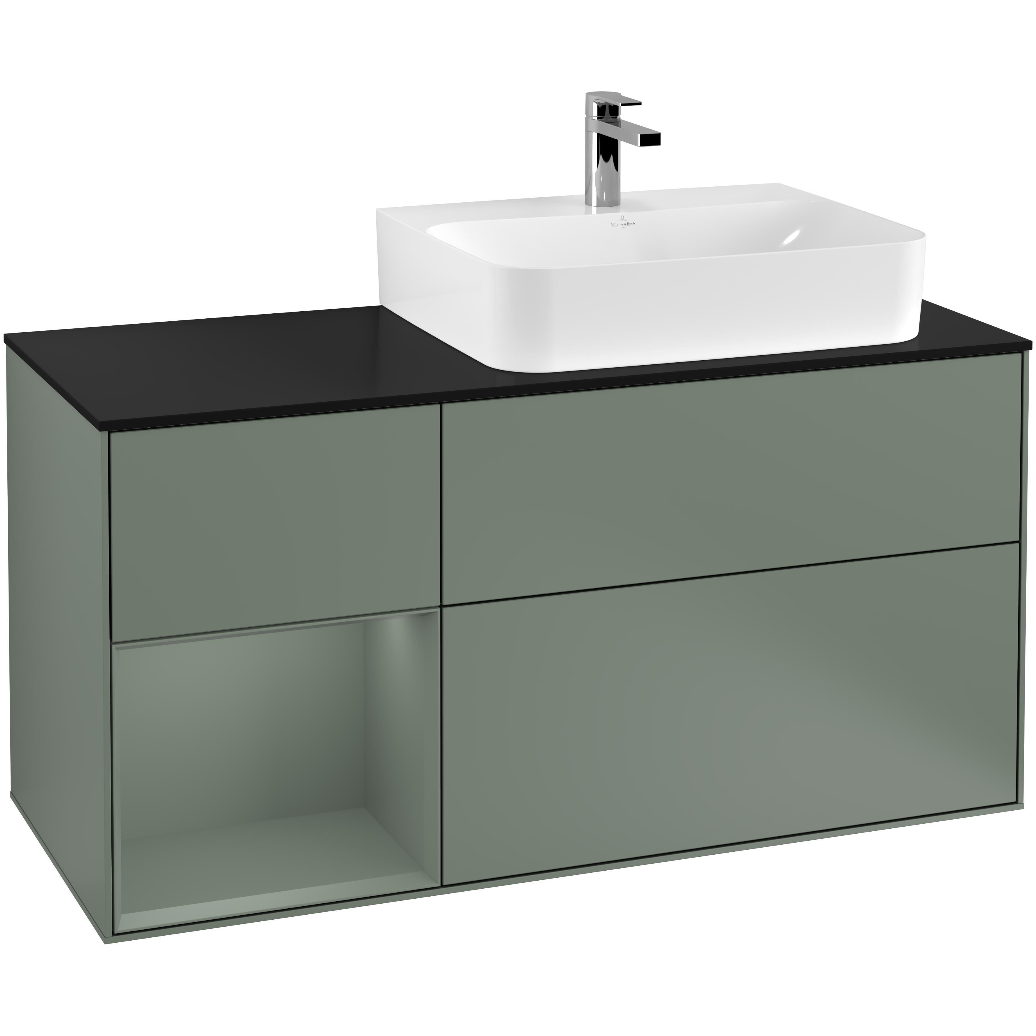 Tvättställsskåp Villeroy & Boch Finion med 3 Lådor Hylla och Bänkskiva för Ocentrerat Tvättställ