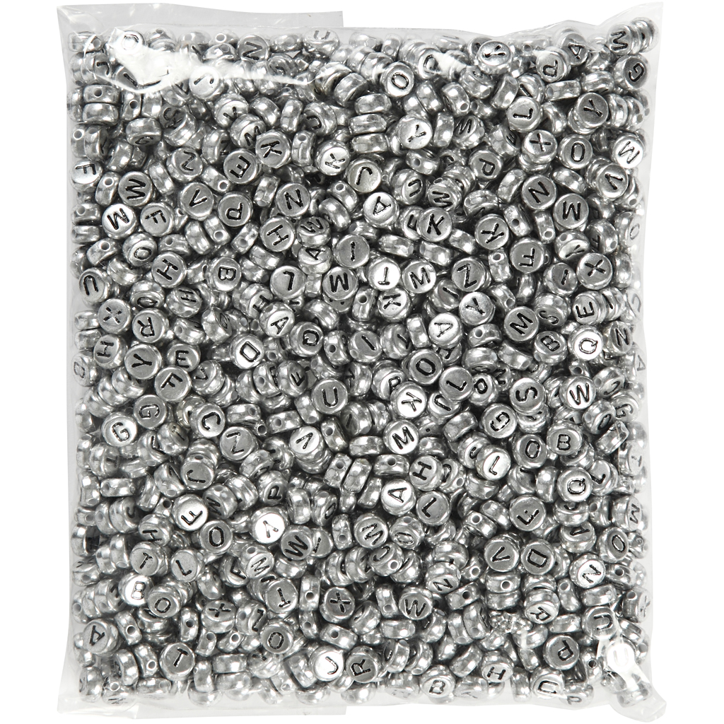 Bokstavperler Creativ Company Sølv Dia 7 mm Hullstr 1,2 mm 165 g/1 Pk