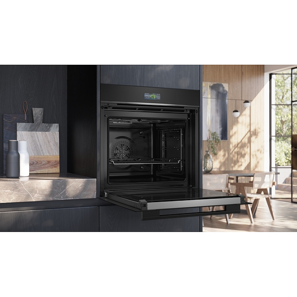 Ovn- og Mikrobølgepakkebølgeovn Siemens iQ700 HB772A1B1 + BF722L1B1 Med Pyrolyse og TouchControl Sort