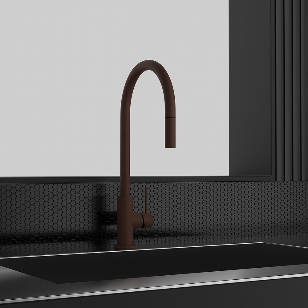 Kjøkkenbatteri Scandtap Steel Accent med Uttrekkbar Tut