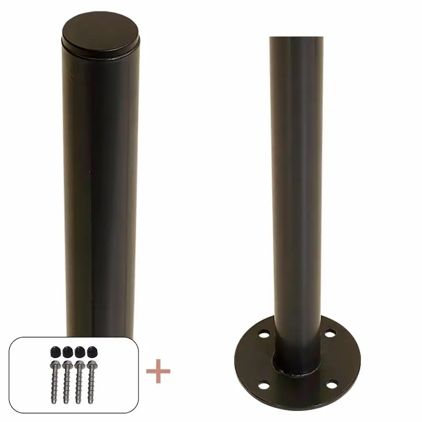 Stålstolpe PLUS Rund med Fot og Stolpedeksel/Bolter Ø42,4 mm