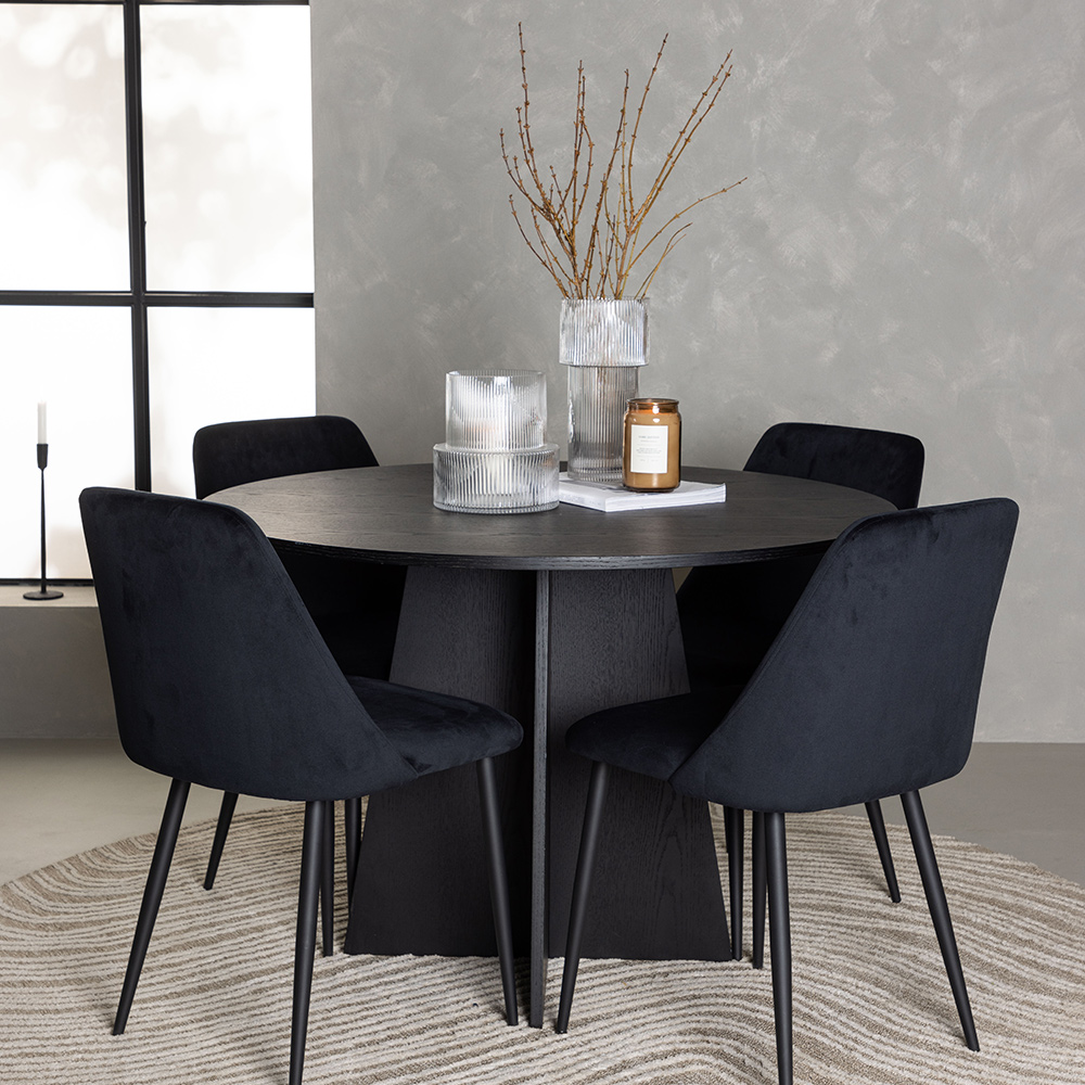 Spisegruppe Venture Home Bootcut Ø110 cm med 4 stk Night Stoler