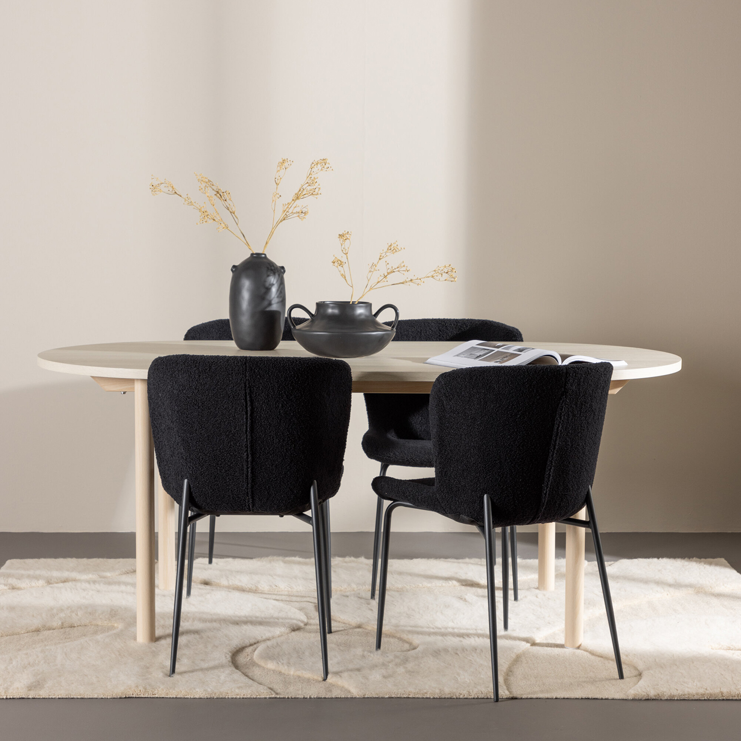 Andy Dining Table with Modesto Dining Chair Hvitvaske/Sort