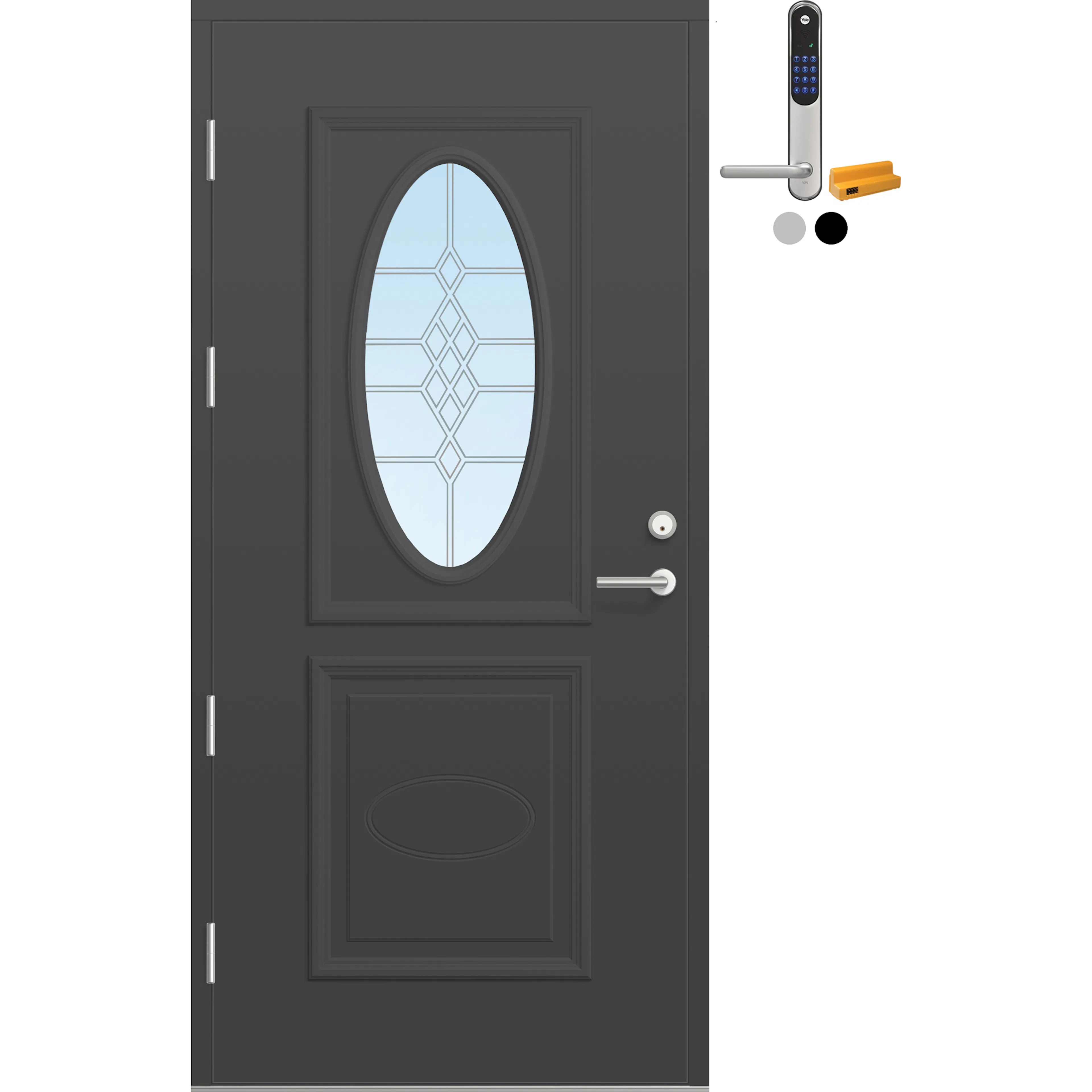 Ytterdør Bygg1 Fjord 05 Blyglass med Yale Doorman Classic Home