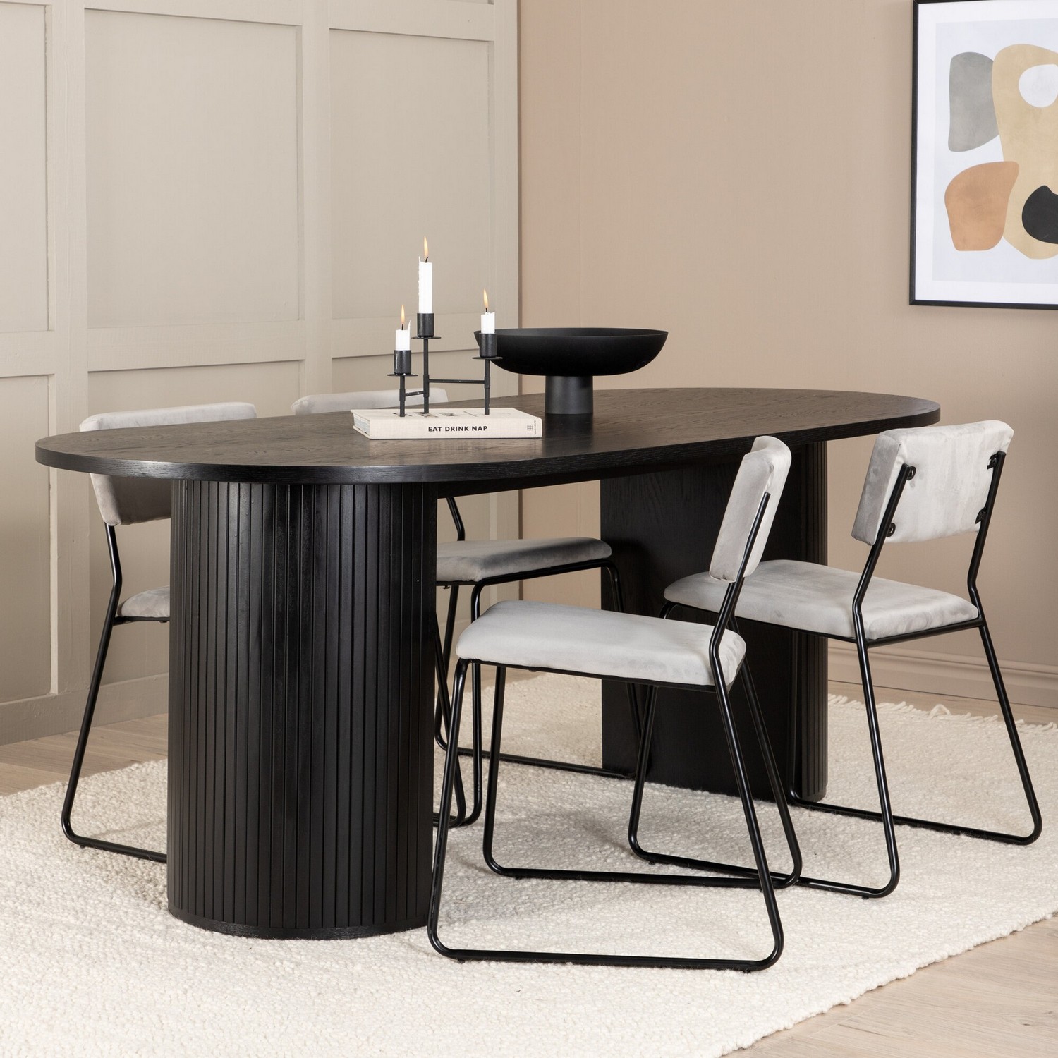 Spisegruppe Venture Home Bianca Sort med 4 Kungshamn Stoler