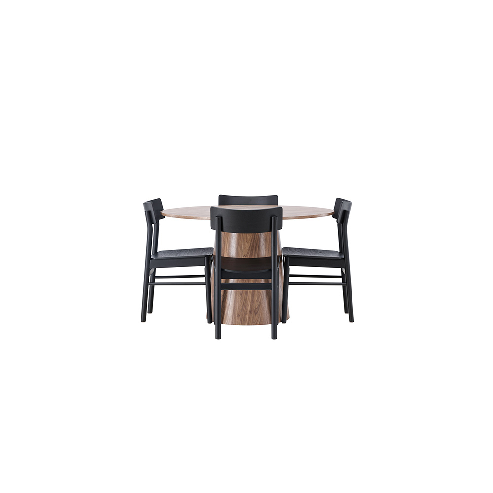 Spisegruppe Venture Home Lanzo Ø120 cm med 4 stk Montros Stoler