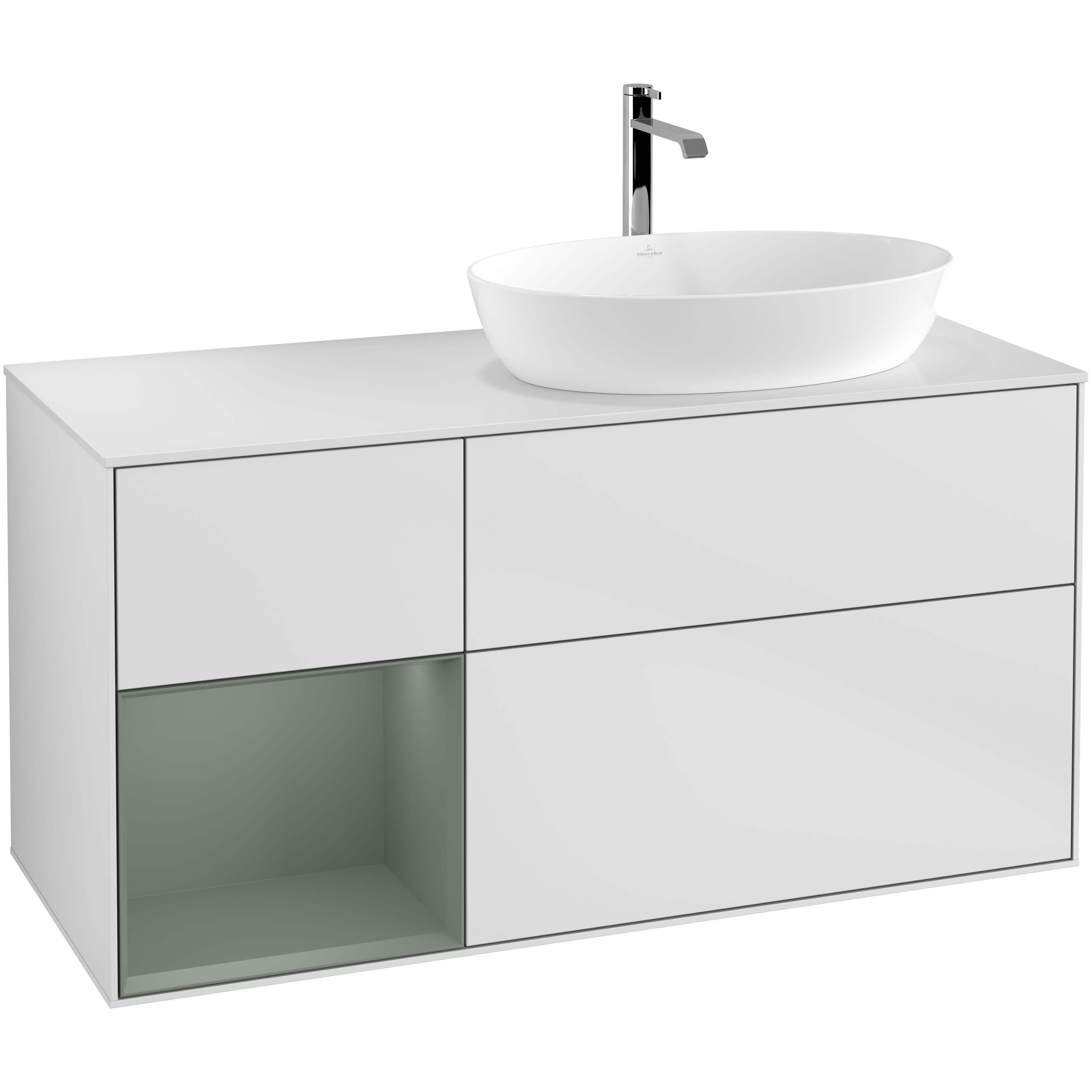 Tvättställsskåp Villeroy & Boch Finion med 3 Lådor Hylla och Bänkskiva för Ocentrerat Tvättställ från Artis & Collaro