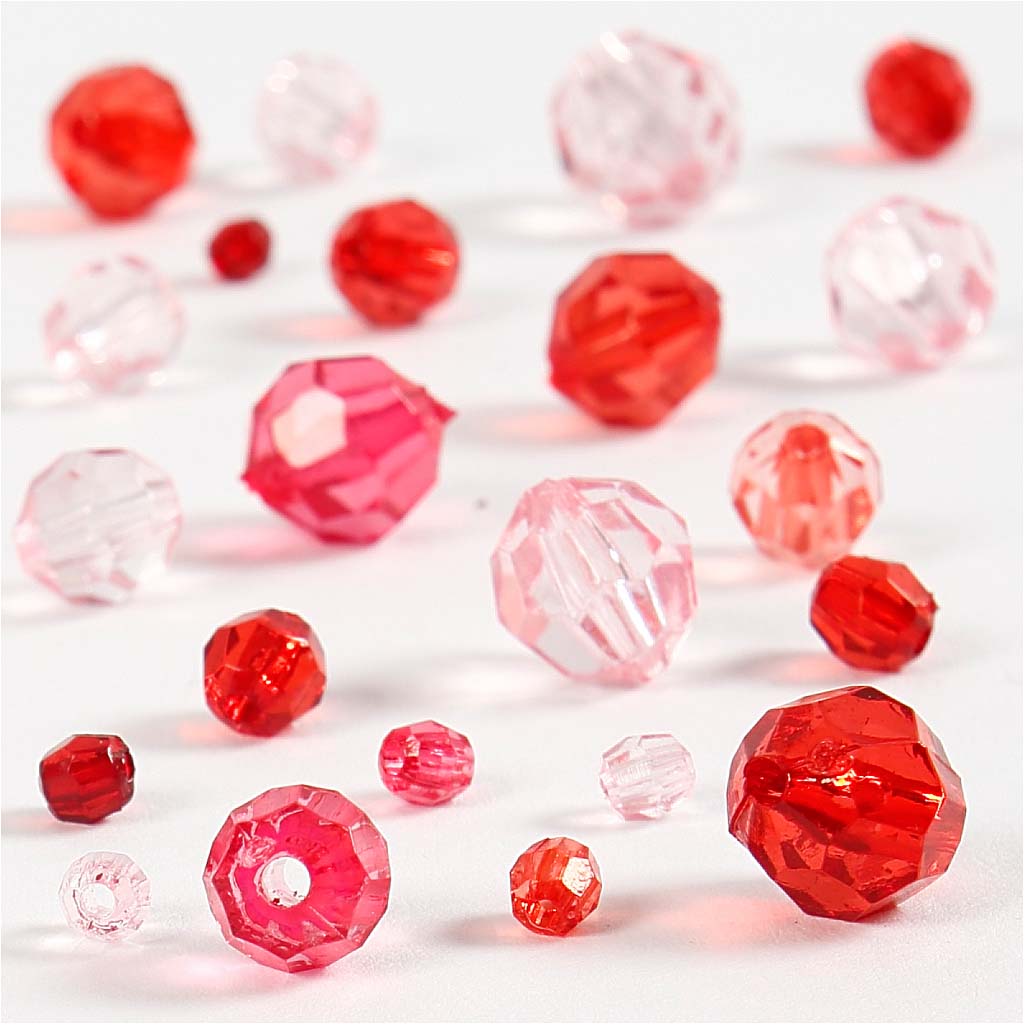 Plastperler Creativ Company Harmoni Facettperlemix Str 4-12 mm Hullstr 1-2,5 mm1 Pk
