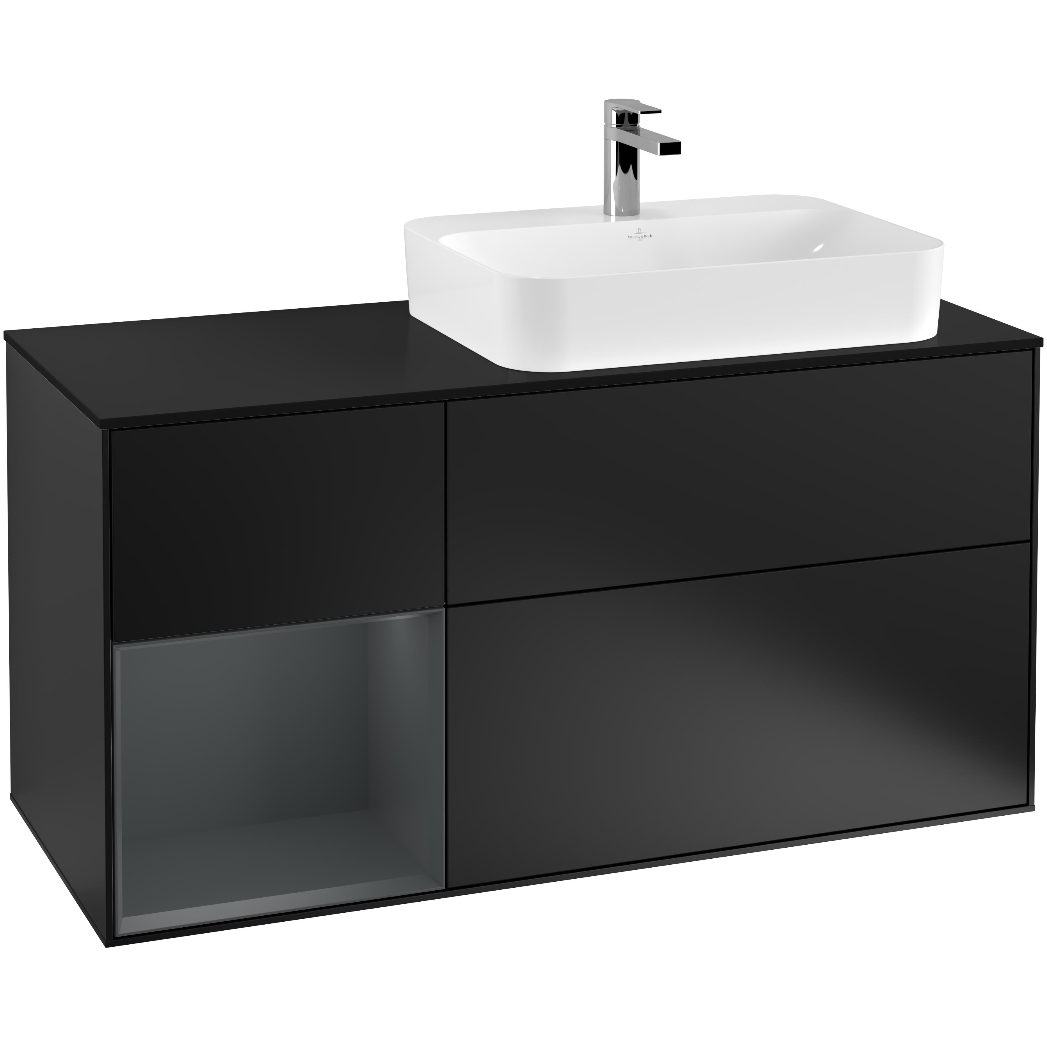 Tvättställsskåp Villeroy & Boch Finion med 3 Lådor Hylla och Bänkskiva för Ocentrerat Ytmonterat Tvättställ