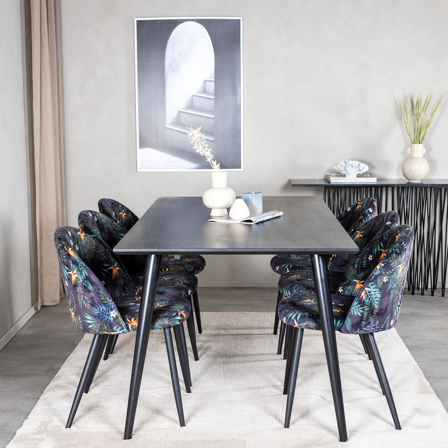 Spisegruppe Venture Home Dipp med 6 Velvet Stoler