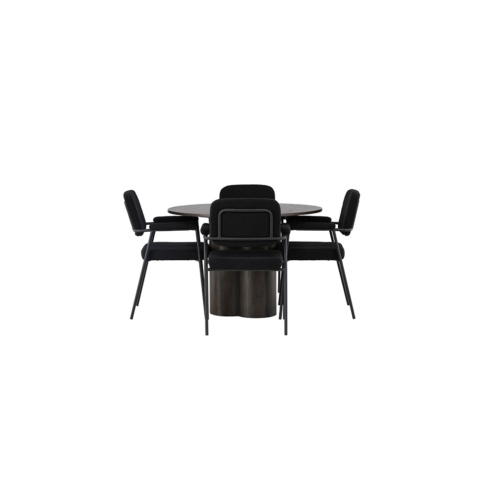 Spisegruppe Venture Home Olivia Ø110 cm med 4 stk Yesterday Stoler