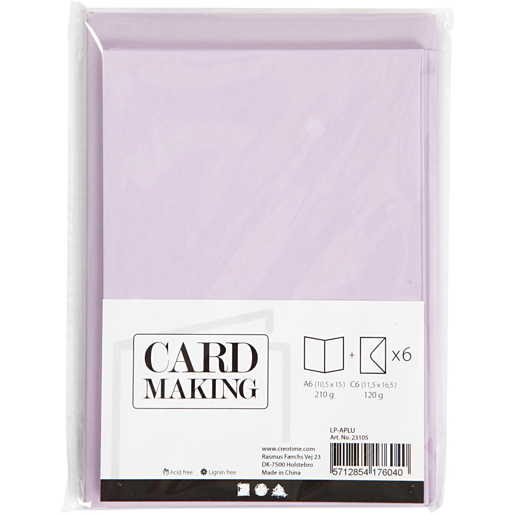 Kort Creativ Company og Konvolutt Kort str 10,5x15 cm Konvolutt str 11,5x16,5 cm 6 stk 1 Pk