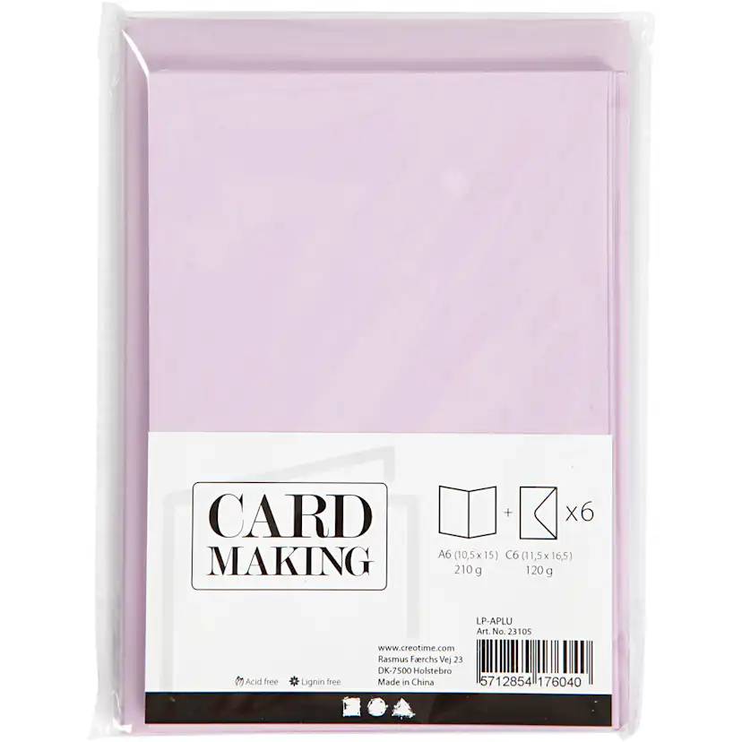 Kort Creativ Company og Konvolutt Kort str 10,5x15 cm Konvolutt str 11,5x16,5 cm 6 stk 1 Pk