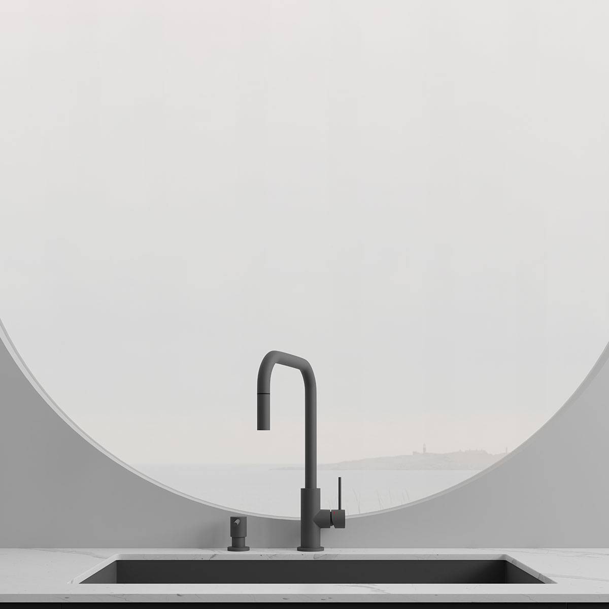 Kjøkkenbatteri Scandtap Steel Accent Square med Uttrekkbar Tut