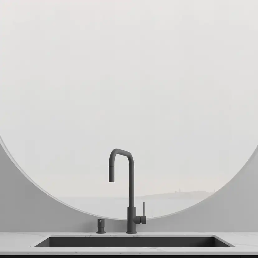 Kjøkkenbatteri Scandtap Steel Accent Square med Uttrekkbar Tut