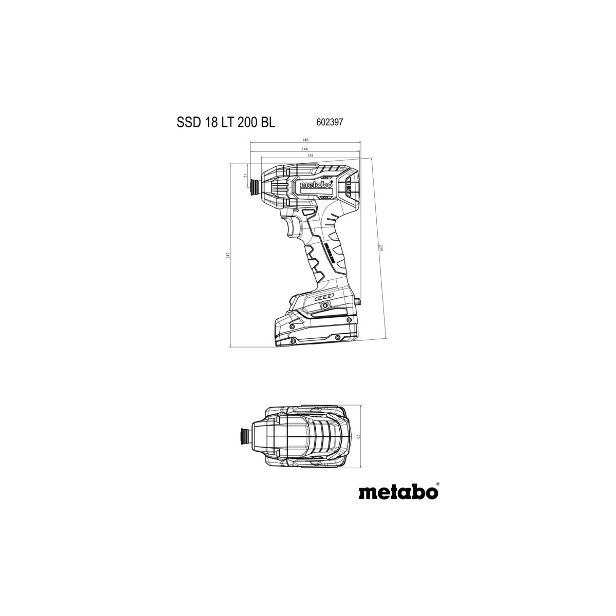 Combosett Metabo 18V SB LT BL + SSDLT 200 BL 2X5,2AH MB