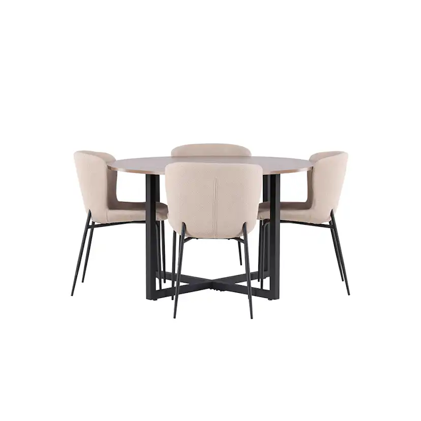 Spisegruppe Venture Home Durango Ø 120 cm med 4 Modesto Stoler