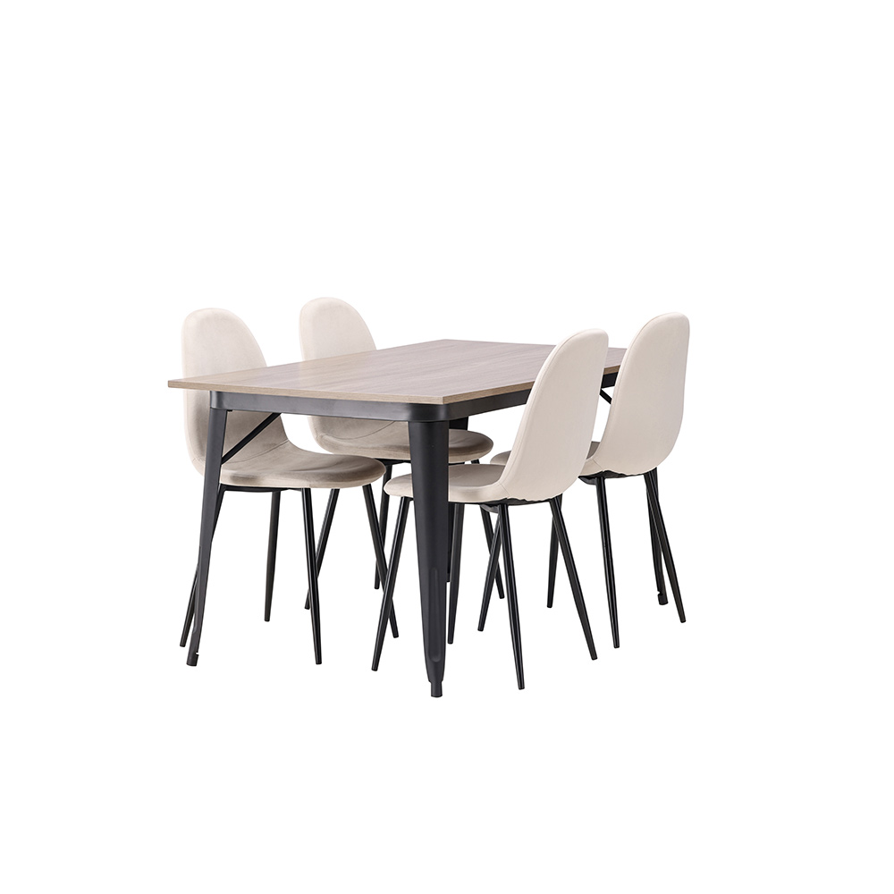 Spisegruppe Venture Home Tempe 140 cm med 4 Polar Stoler Fløyel