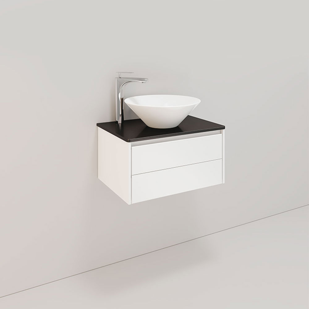 Tvättställsskåp Noro Lifestyle Concept 600 Vit, 2 lådor, Loo BxH: 60x34,5 cm, 2 skuffer, Sentrert Servant