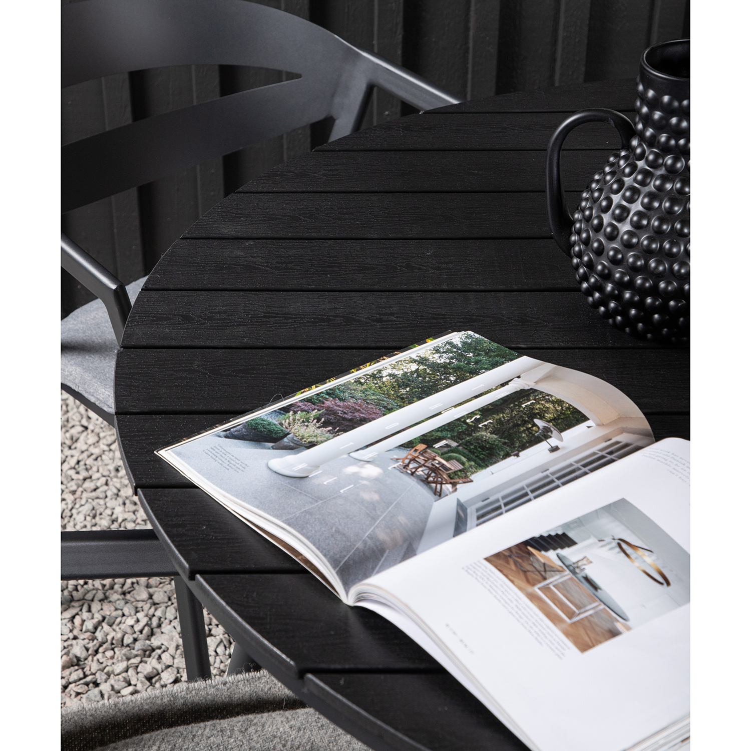Spisegruppe Venture Home Break Ø120 med 4 Slit Stablestoler
