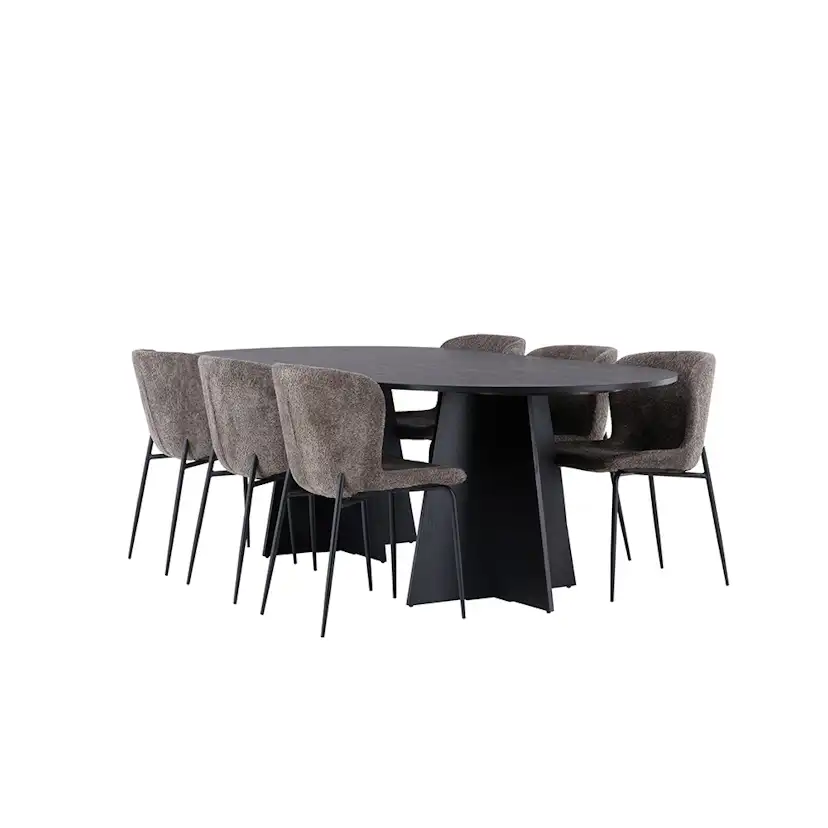 Spisegruppe Venture Home Bootcut Oval med 6 Modesto Stoler