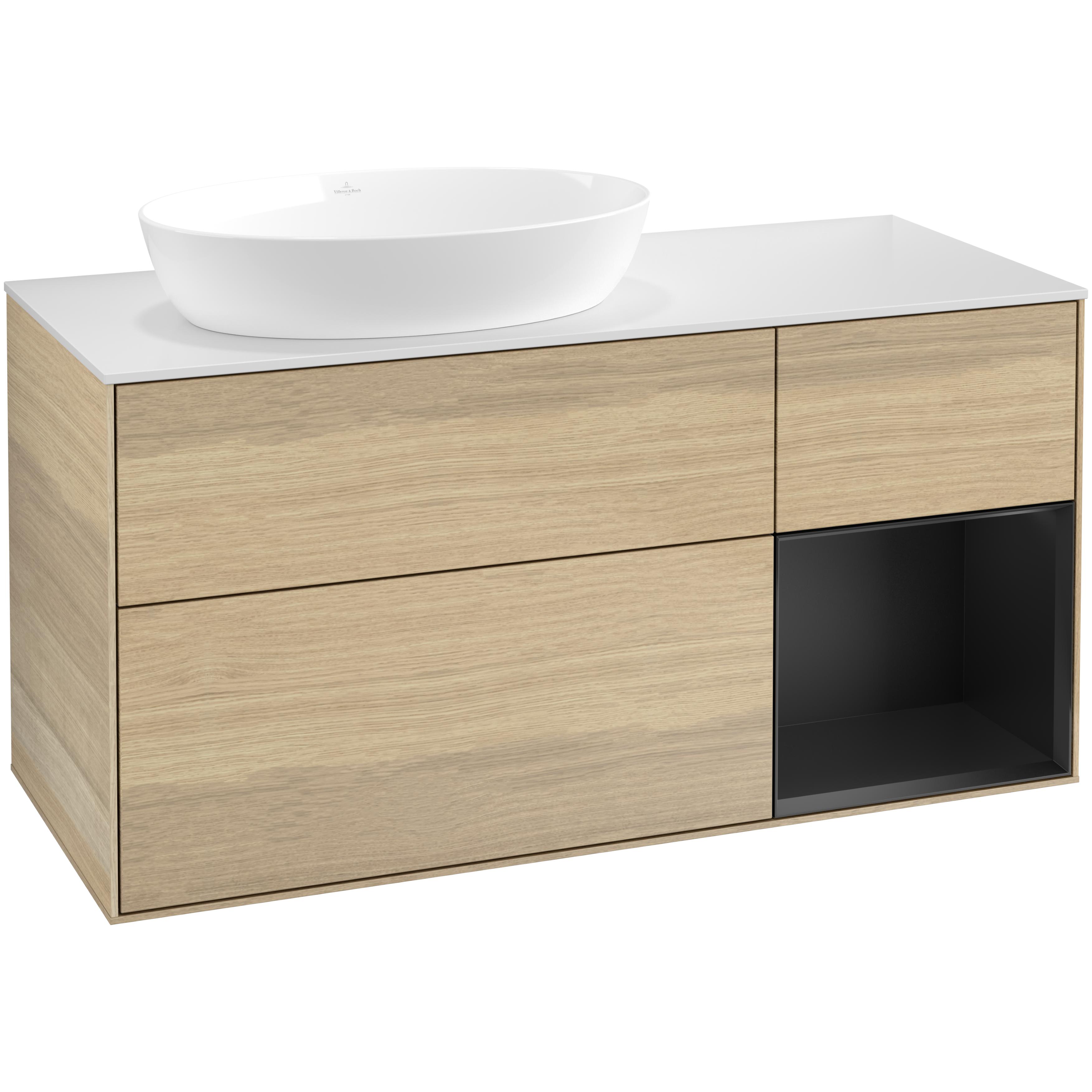 Tvättställsskåp Villeroy & Boch Finion med 3 Lådor Hylla och Bänkskiva för Ocentrerat Tvättställ från Artis & Collaro
