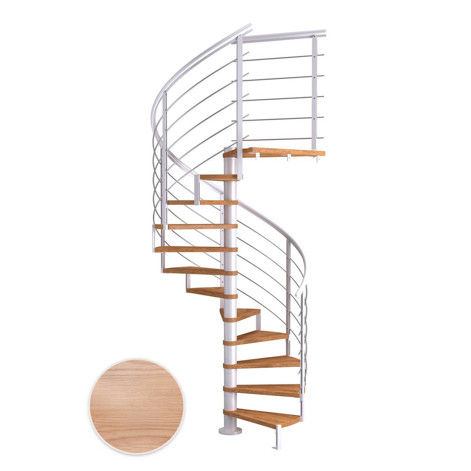 MONTREAL ek multiplex vit DESIGN 11T Ø140 Hvit, D: 1400 mm, Høyde gulv til gulv: 2460-2820 mm, 11+1 trinn