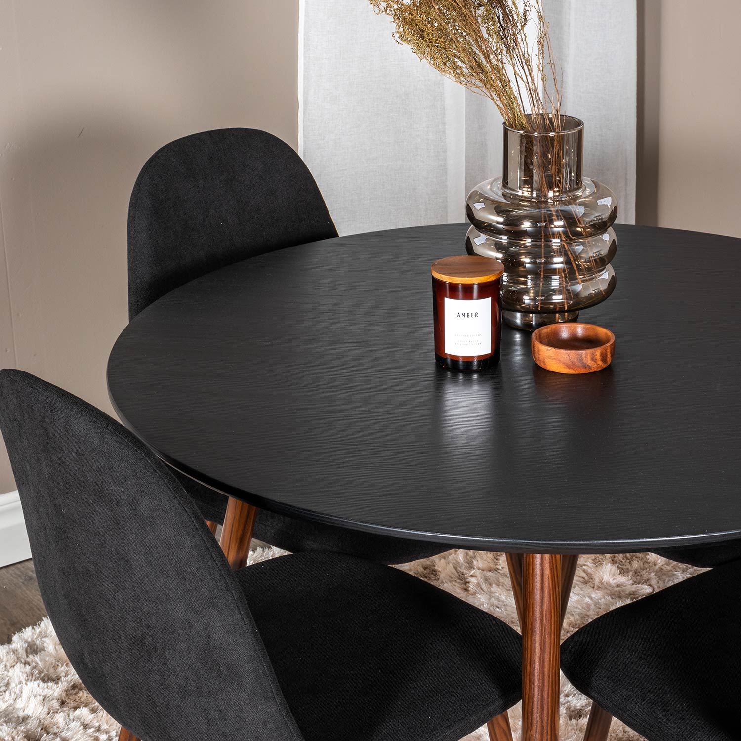 Spisegruppe Venture Home Plake med 4 Pobbie Stoler Polyester Rundt