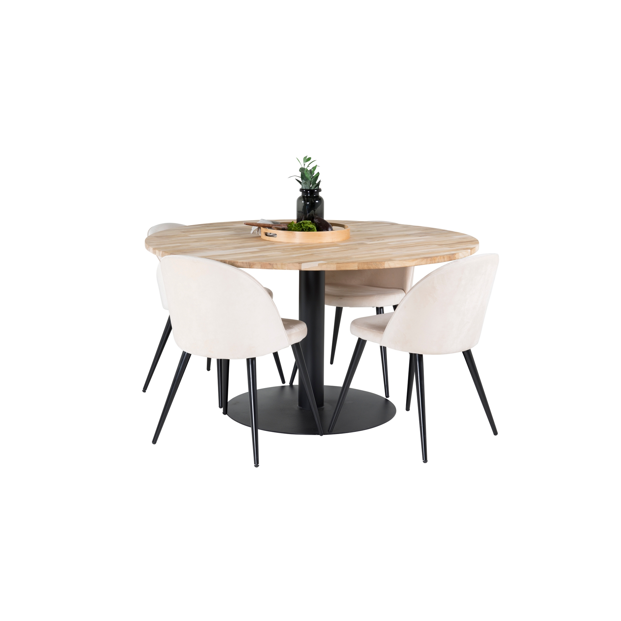 Spisegruppe Venture Home Cirebon med 4 Velvet Stoler