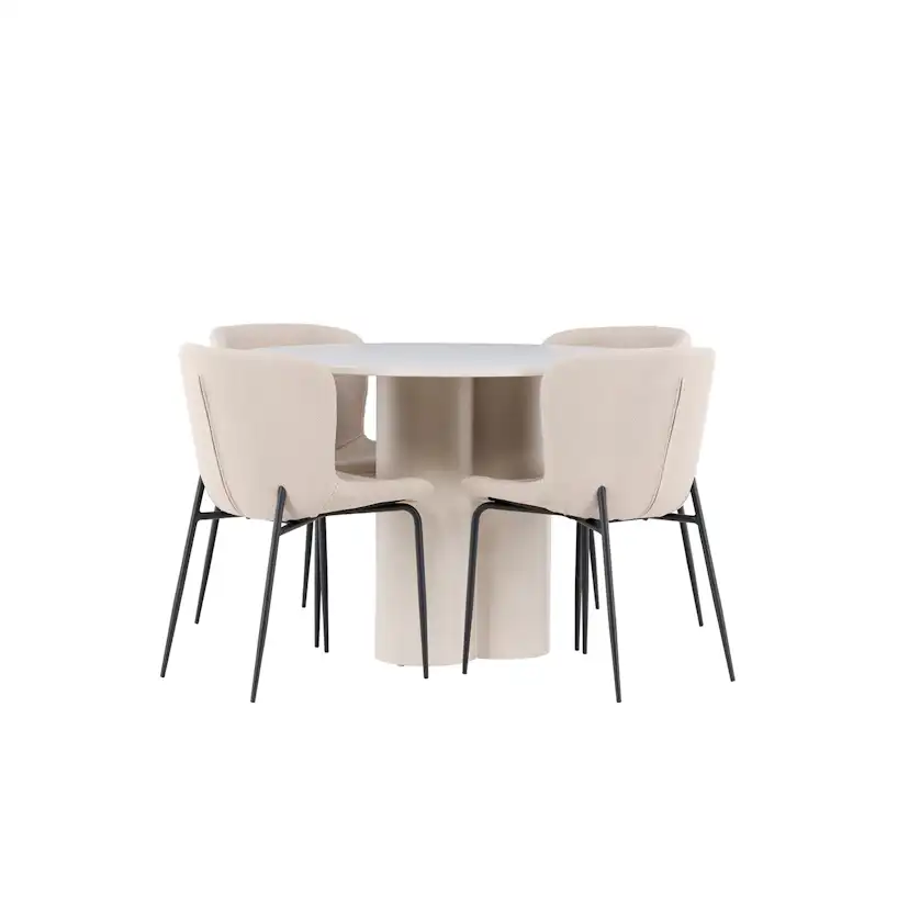 Spisegruppe Venture Home Olivia Ø110 med 4 stk Modesto Stoler