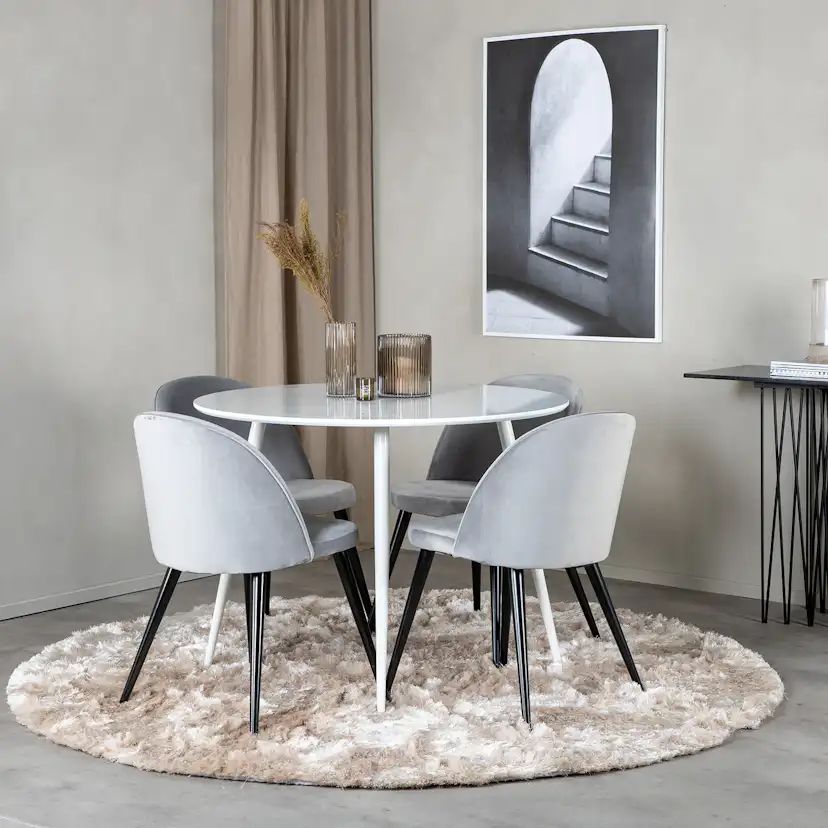 Spisegruppe Venture Home Plake med 4 Valentina Stoler Fløyel Rundt