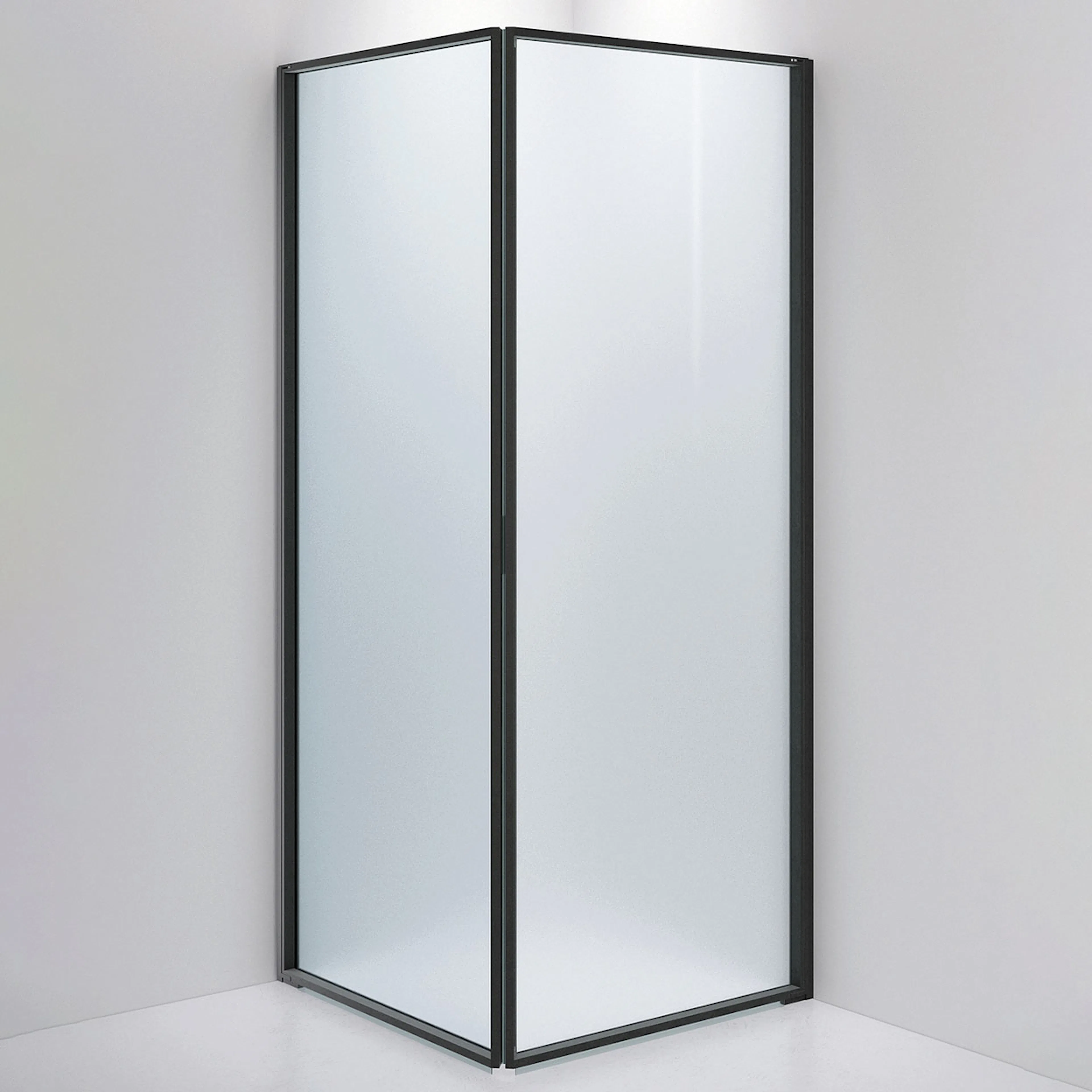 EDGE 12,Frosted, Onyx,Yttermått 900x900,Höjd 2150. 900x900 mm, Profil: Onyx, Glas: Frostat glas