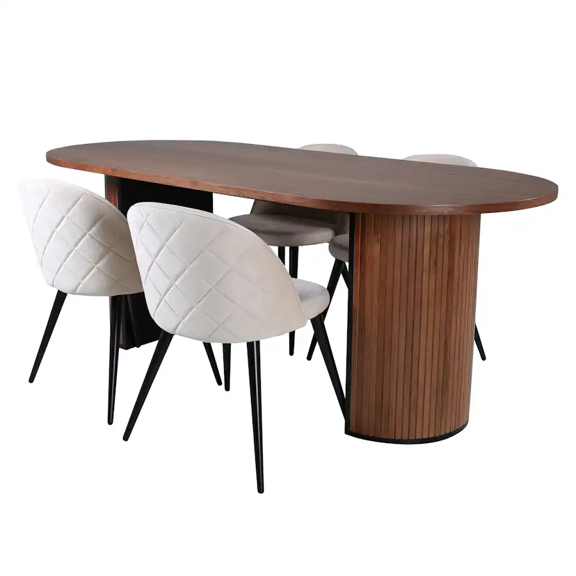 Spisegruppe Venture Home Bianca med 4 Valentina Stitcthes Stoler Fløyel