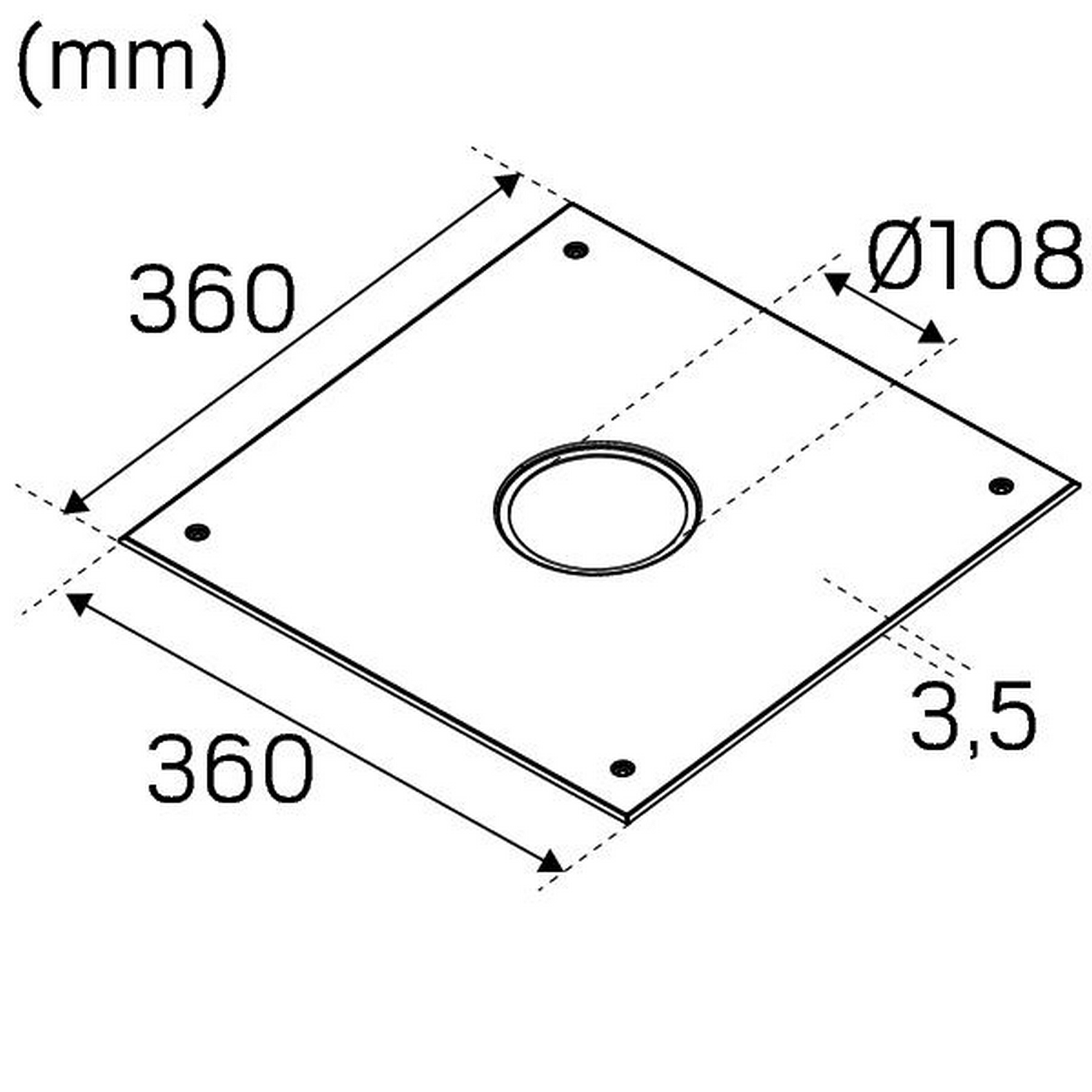 Täckram 360x360 Ø108 Vit Diameter: 108 mm, 3x360 mm