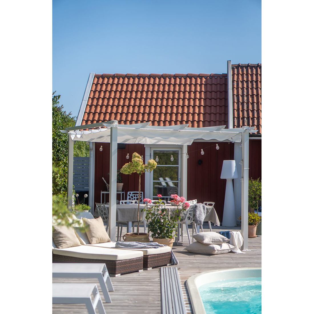 Pergola 3x3 m Vit Hvit/Hvit