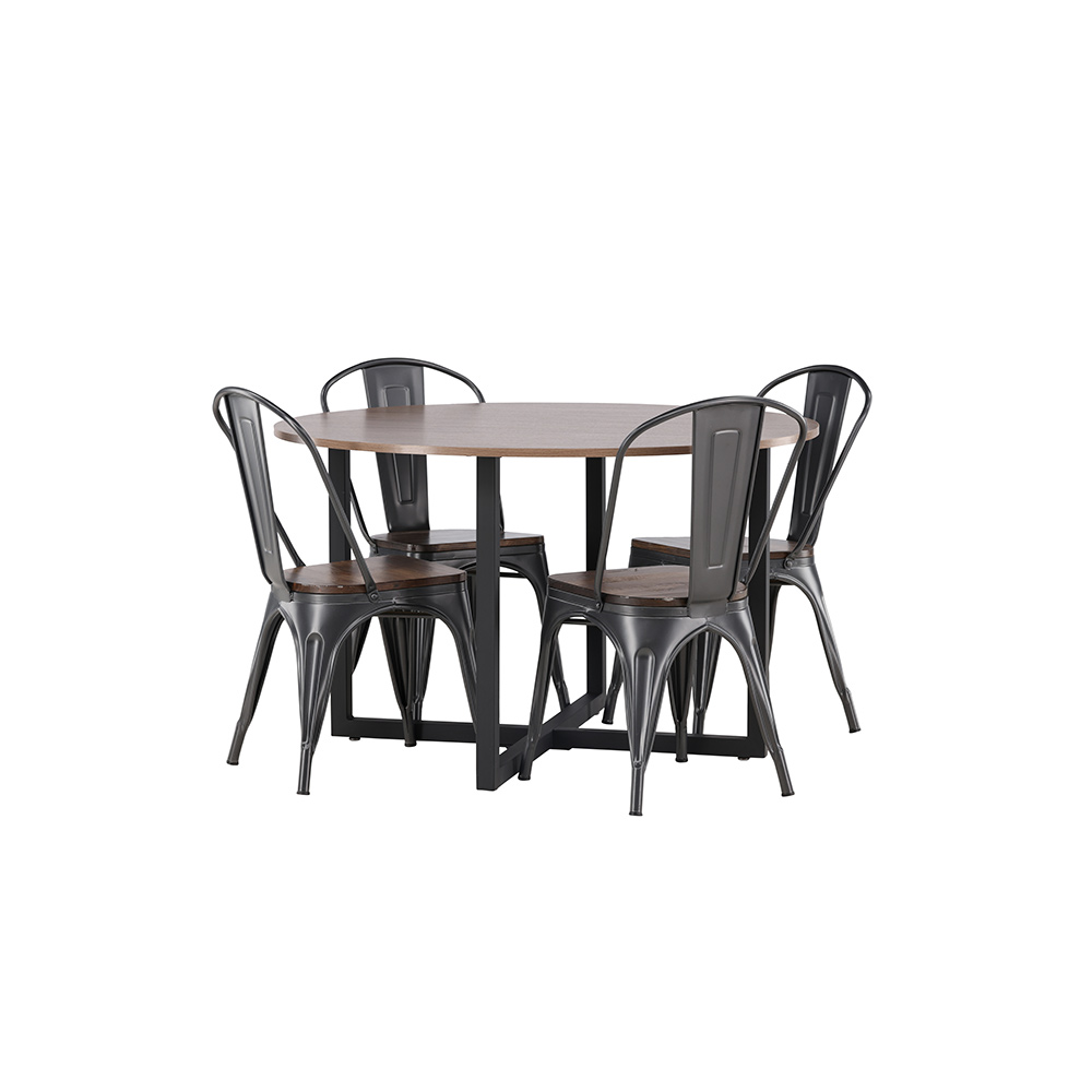 Spisegruppe Venture Home Durango Ø 120 cm med 4 Tempe Stoler